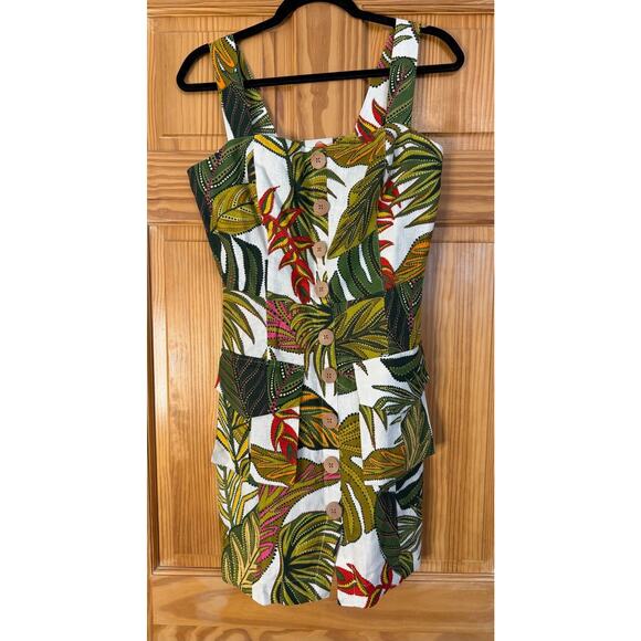 Farm Rio Dress Size MED Button Up Front Tropical Print - Picture 1 of 6